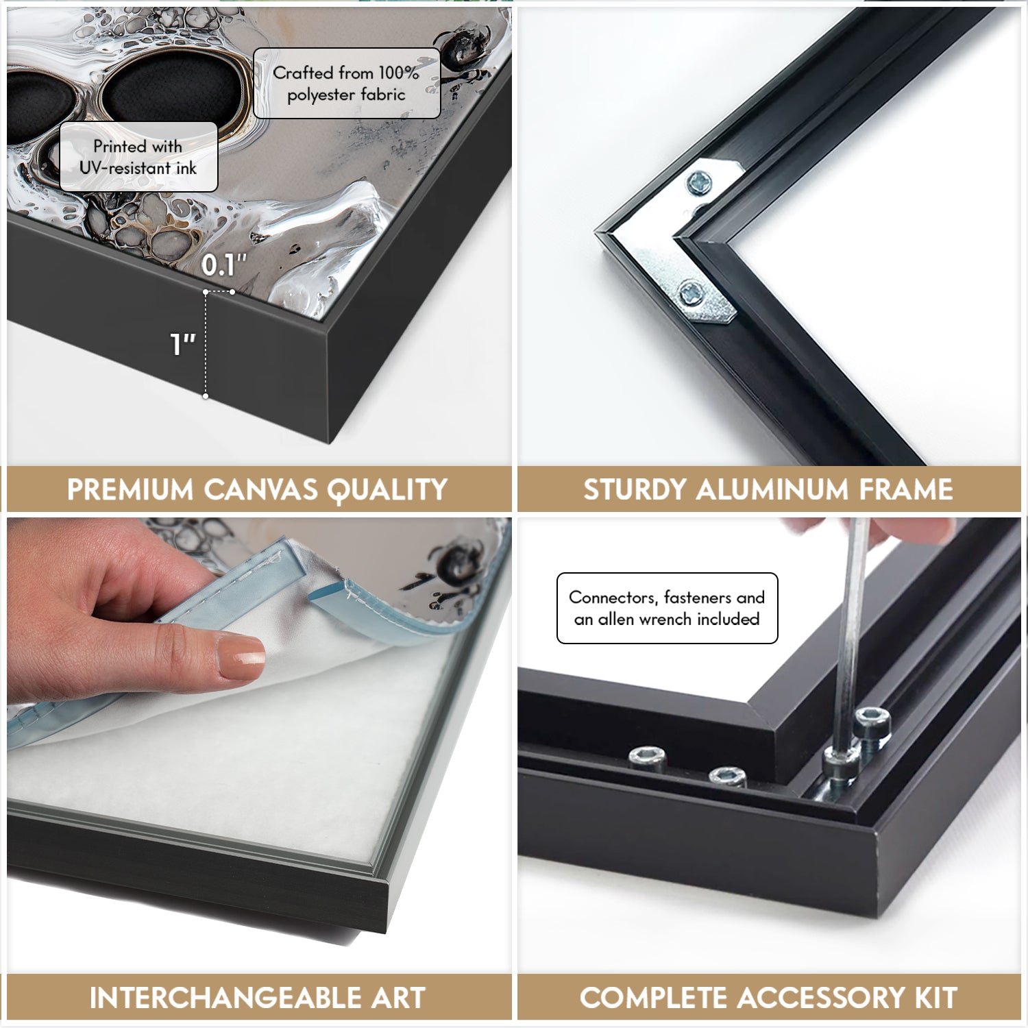 Fluid Metallic Acrylic Pour Canvas With Celestial Flow