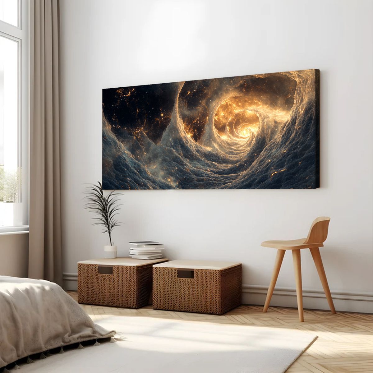 Cosmic Spiral Contemporary Abstract Canvas Wall Art for Living Room