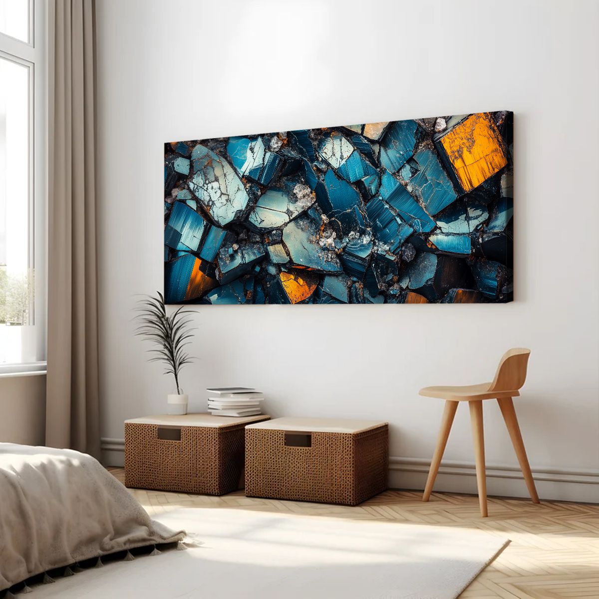 Mineral Mosaic Geometric Abstract Canvas Wall Art for Living Room
