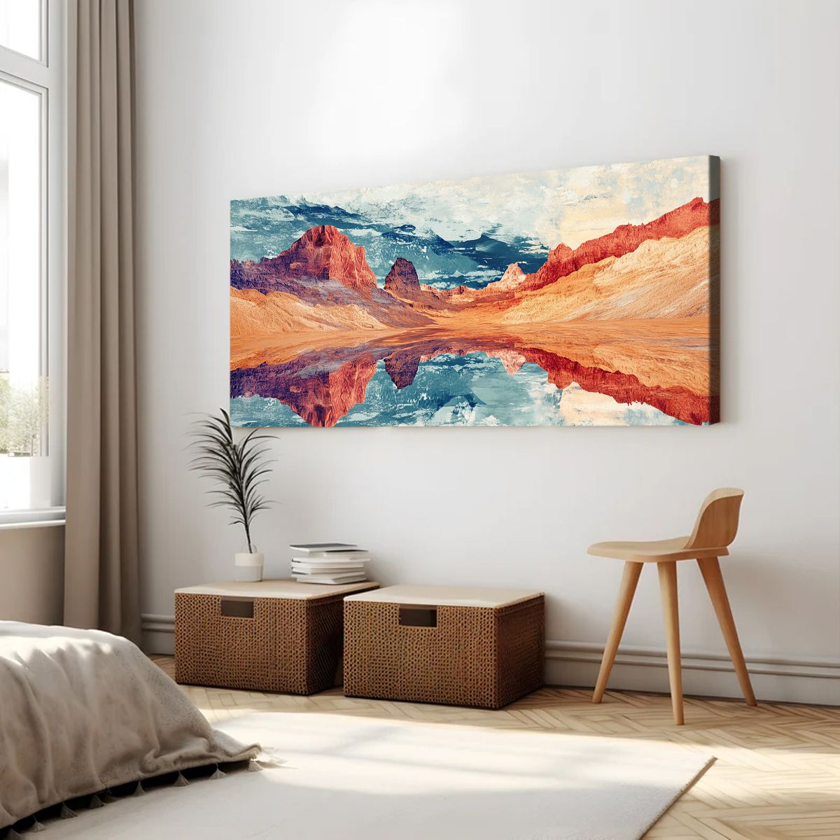 Serene Reflections Landscape Abstract Canvas Wall Art for Living Room