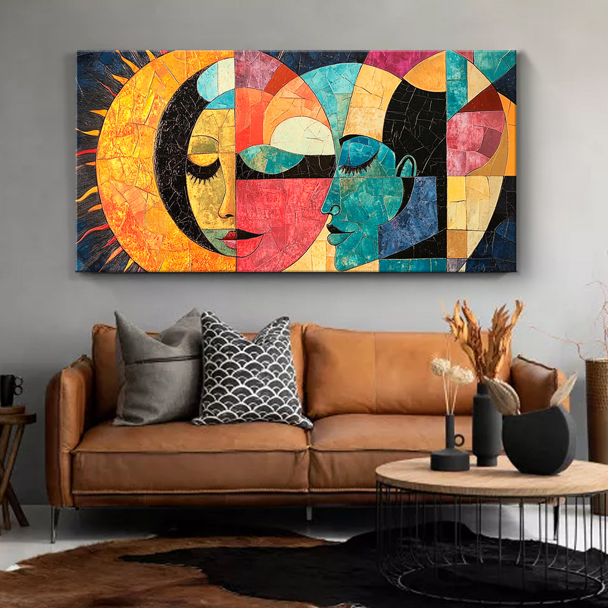 Celestial Embrace Vibrant Abstract Canvas Wall Art