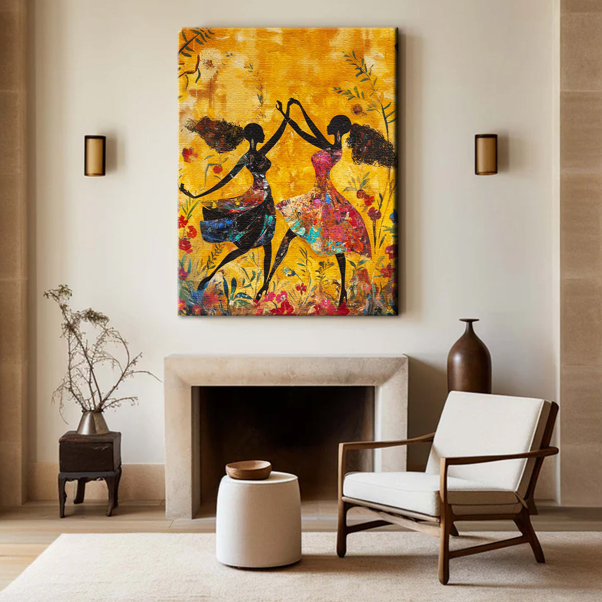 Joyful Dance Vibrant Abstract Canvas Wall Art for Living Room