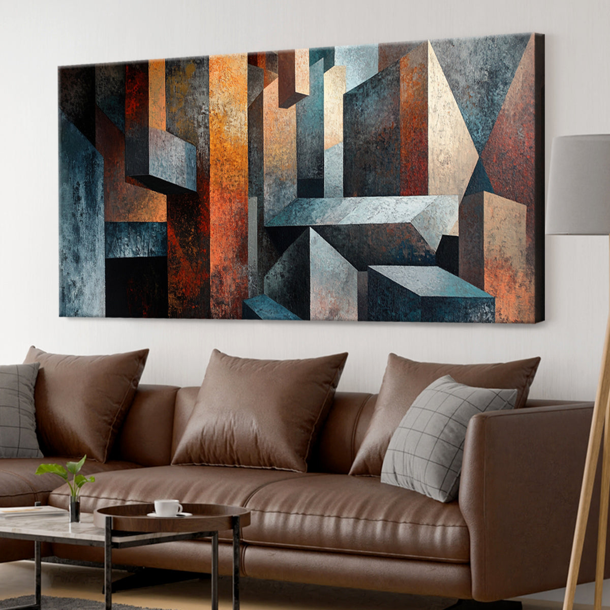 Geometric Harmony Cubism Abstract Canvas Wall Art