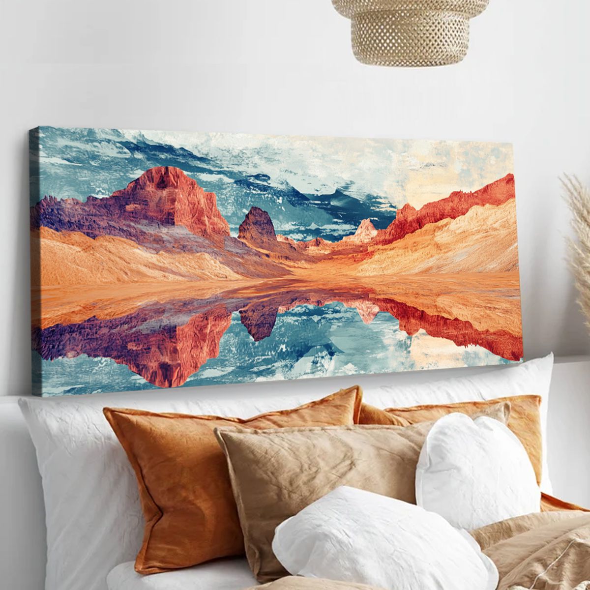 Serene Reflections Landscape Abstract Canvas Wall Art for Living Room