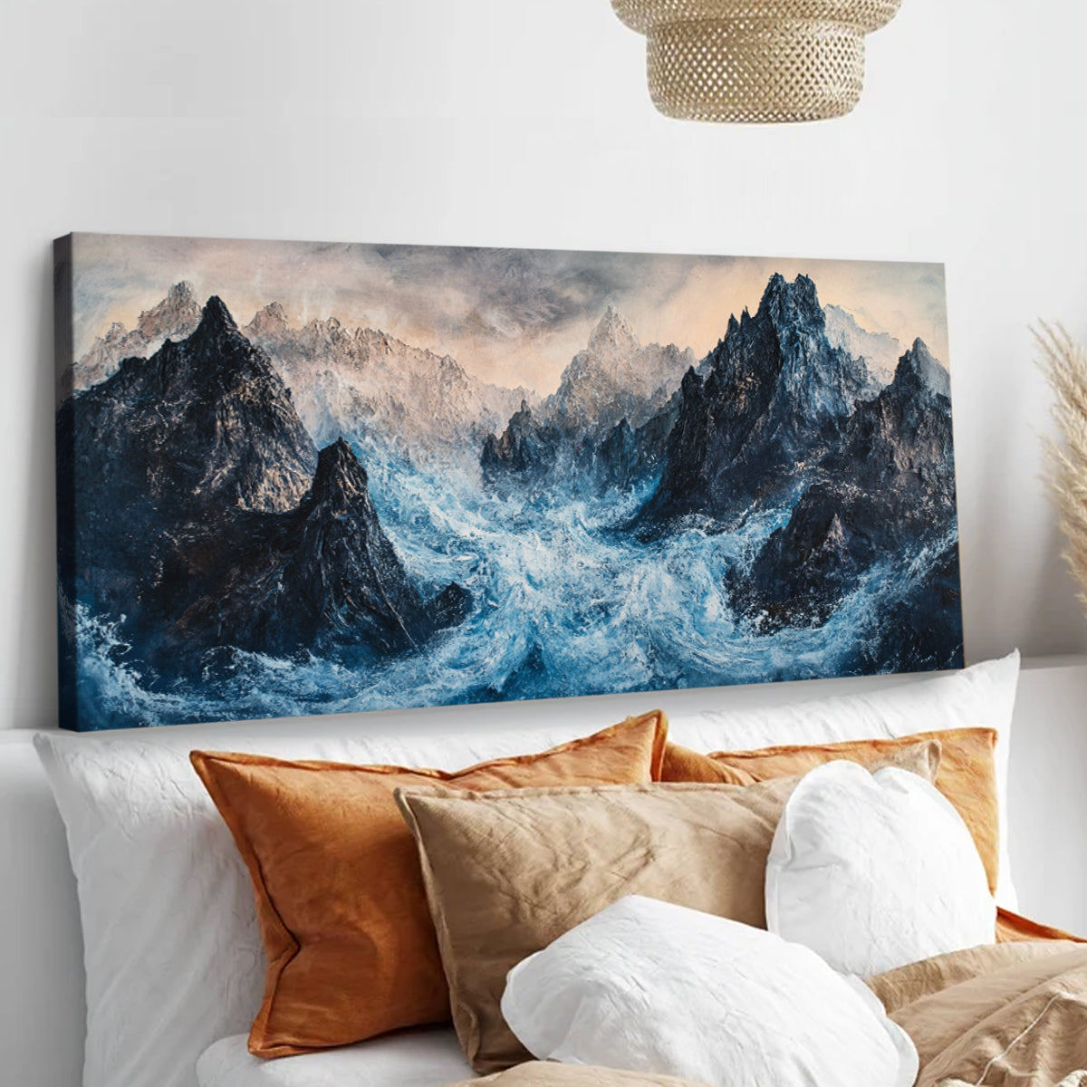 Tempestuous Peaks Landscape Abstract Canvas Wall Art for Living Room