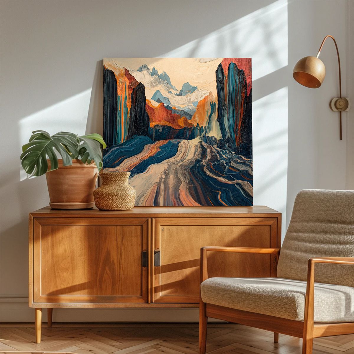 Fluid Horizons Abstract Canvas Wall Art for Living Room