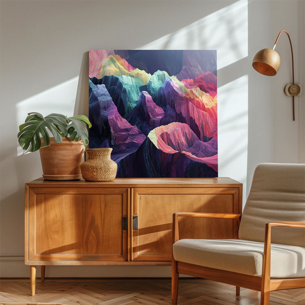 Vibrant Peaks Landscape Abstract Canvas Wall Art for Living Room