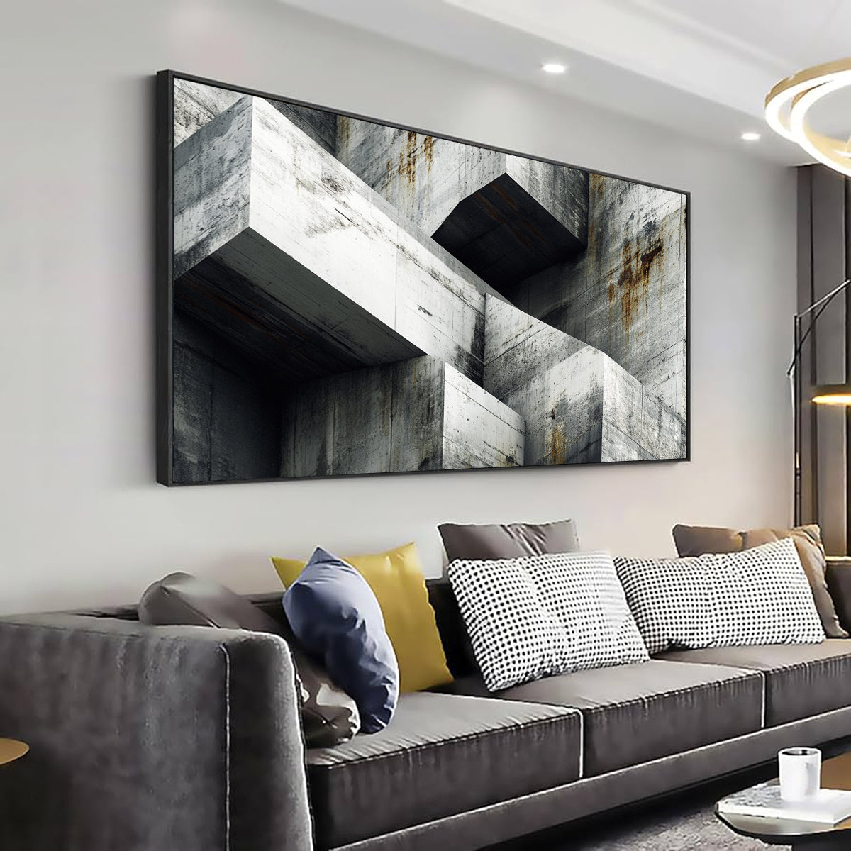 Geometric Deconstruction Industrial Abstract Canvas Wall Art