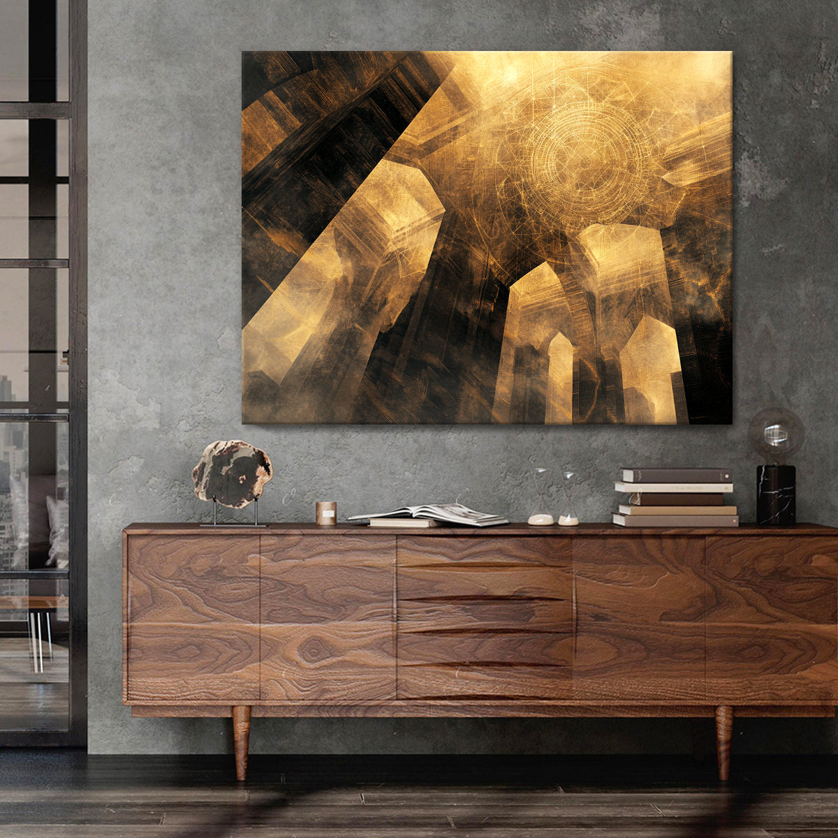 Golden Reverie Lightscape Abstract Canvas Wall Art