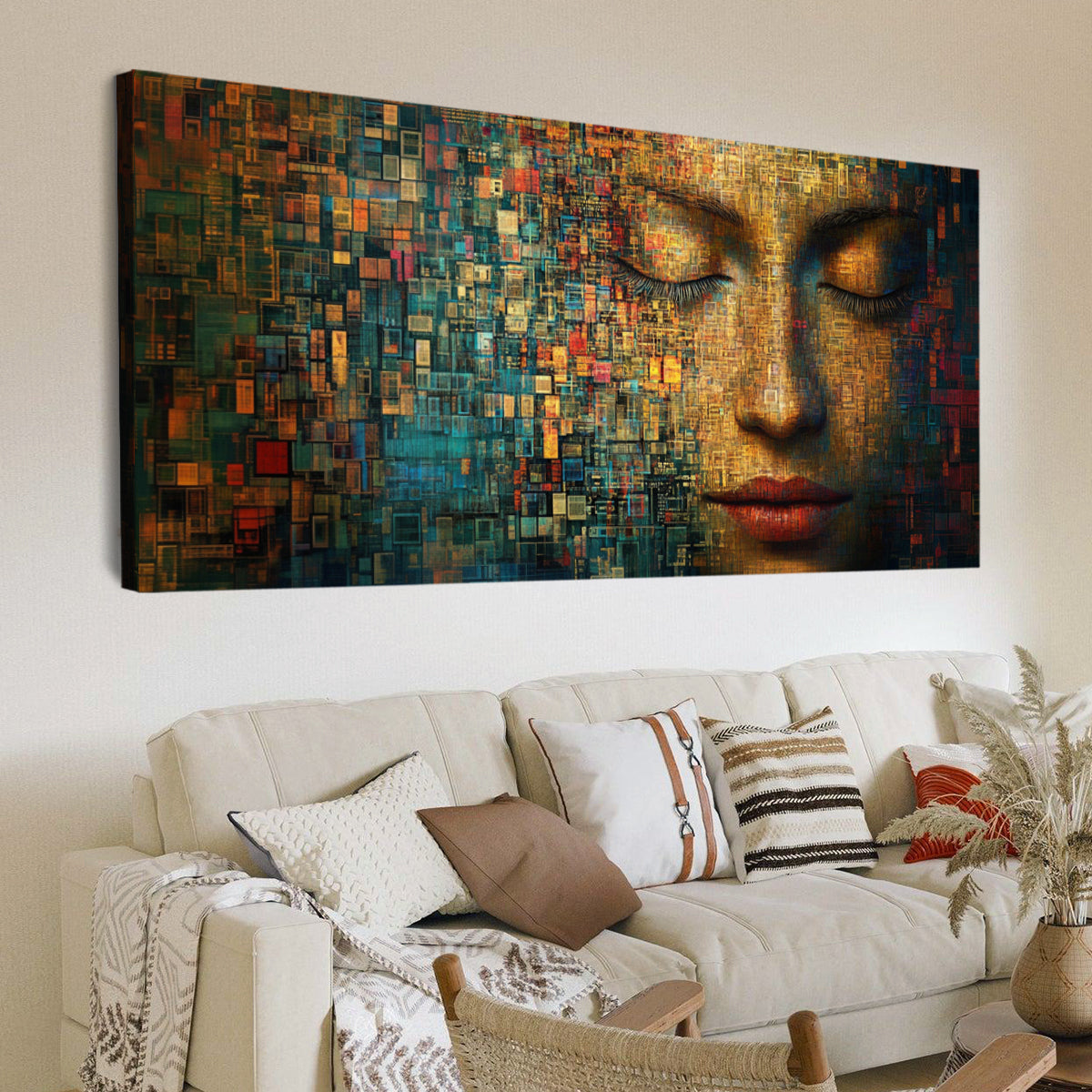 Digital Serenity Surrealism Abstract Canvas Wall Art