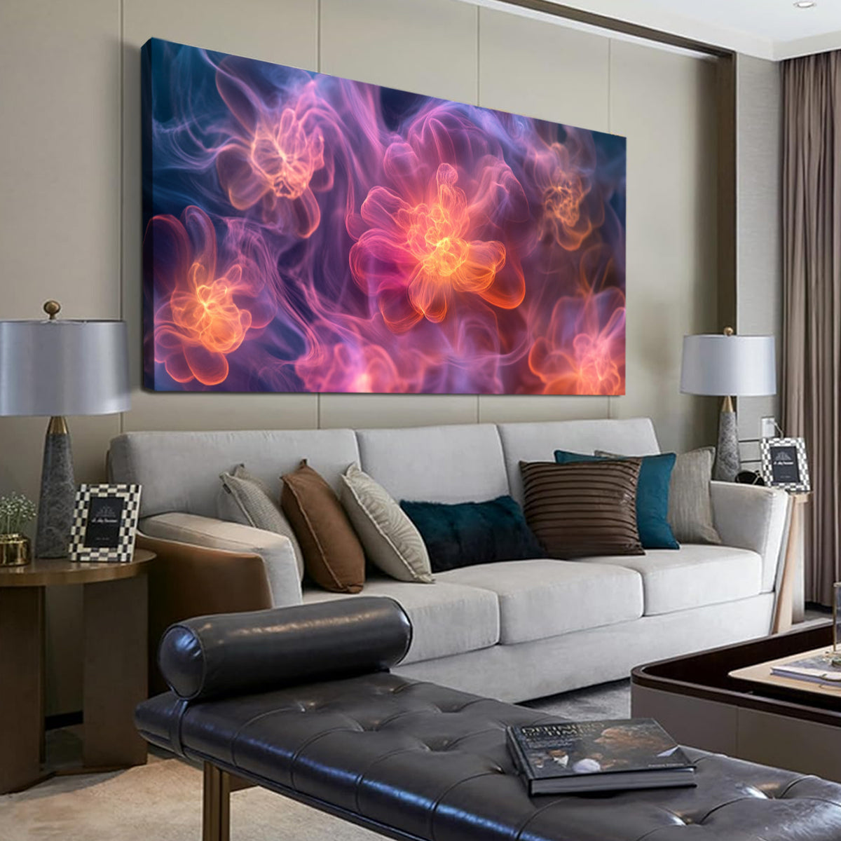 Ethereal Blooms Digital Floral Abstract Canvas Wall Art