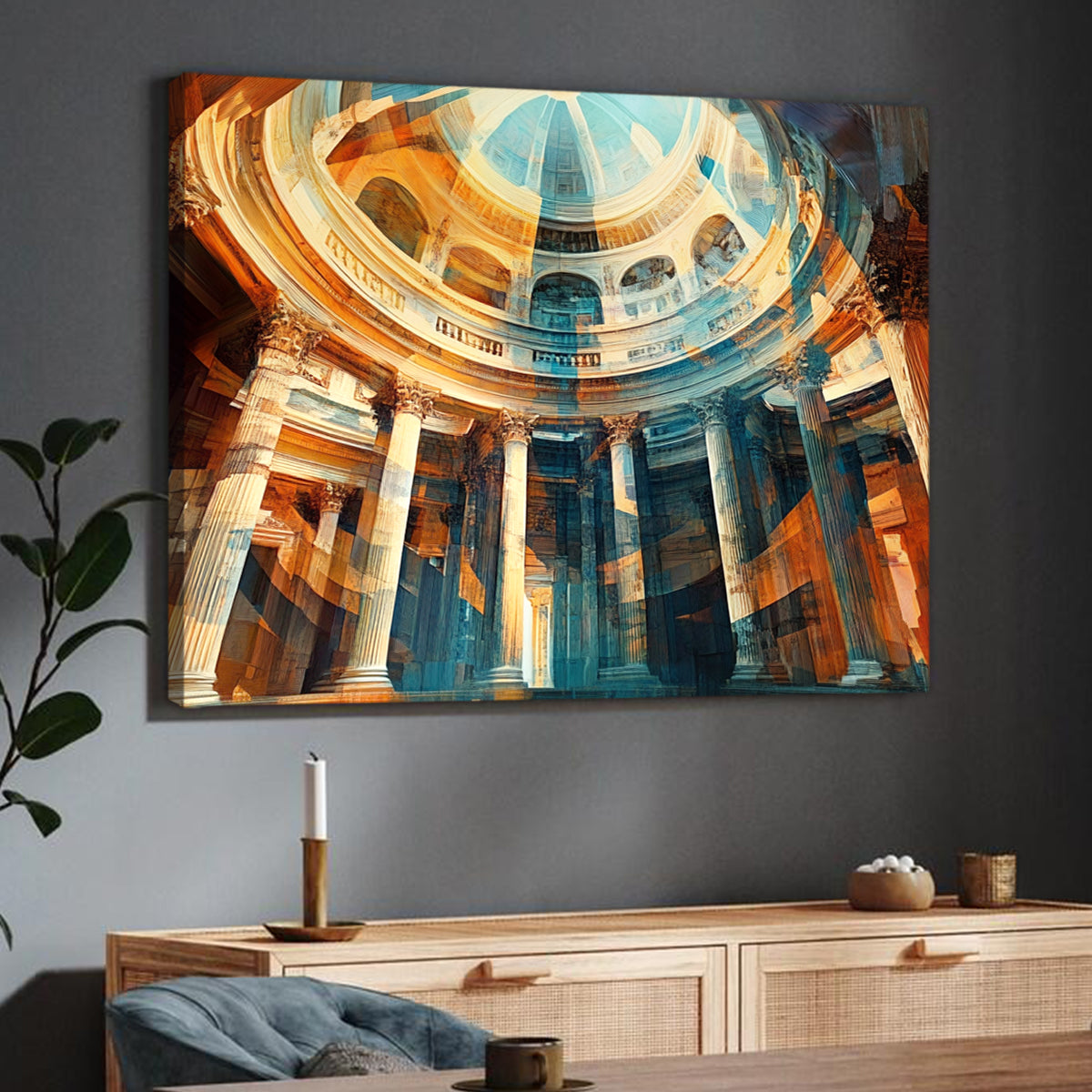 Vibrant Architecture Abstract Canvas Wall Art for Living Room