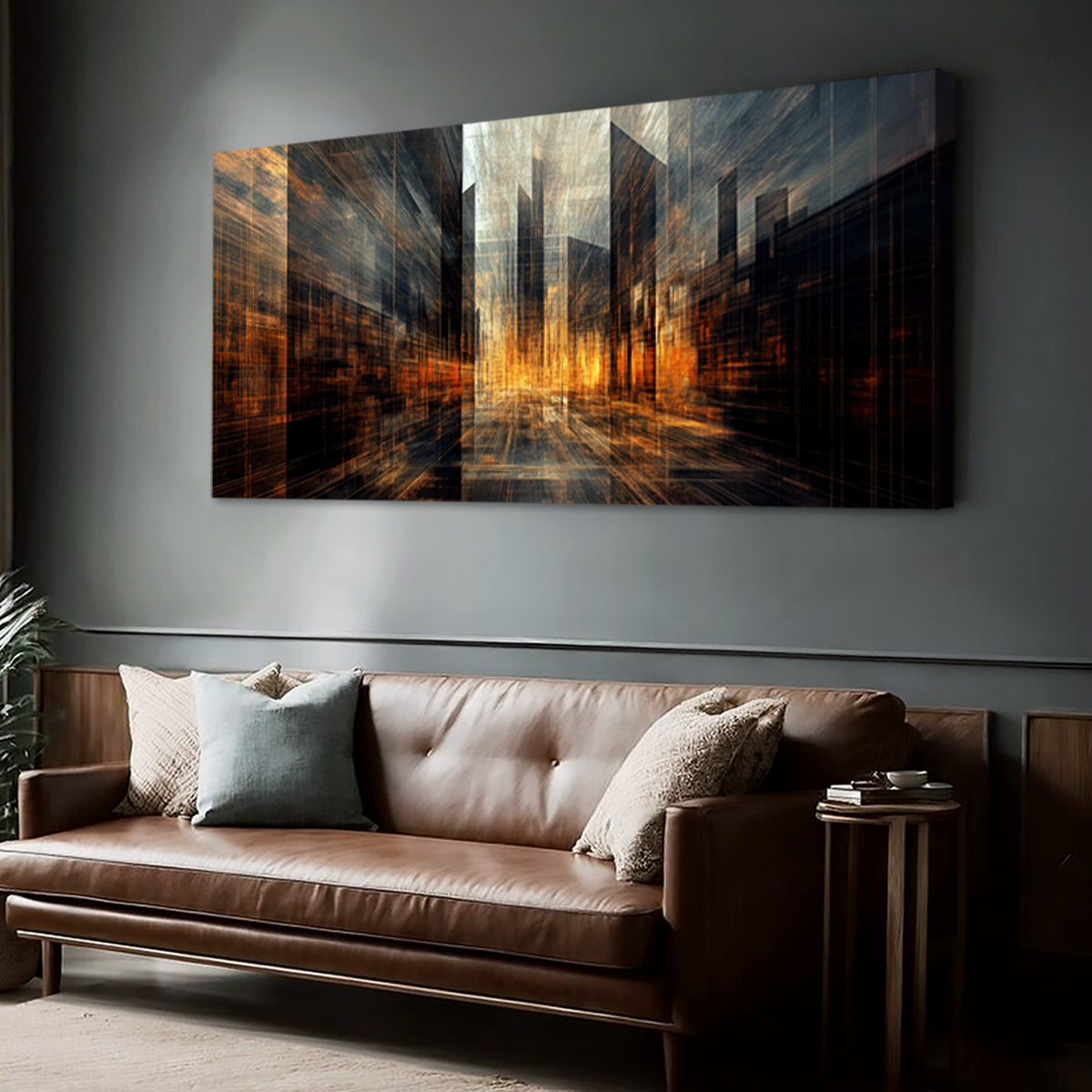 Radiant Cityscape Abstract Canvas Wall Art for Living Room