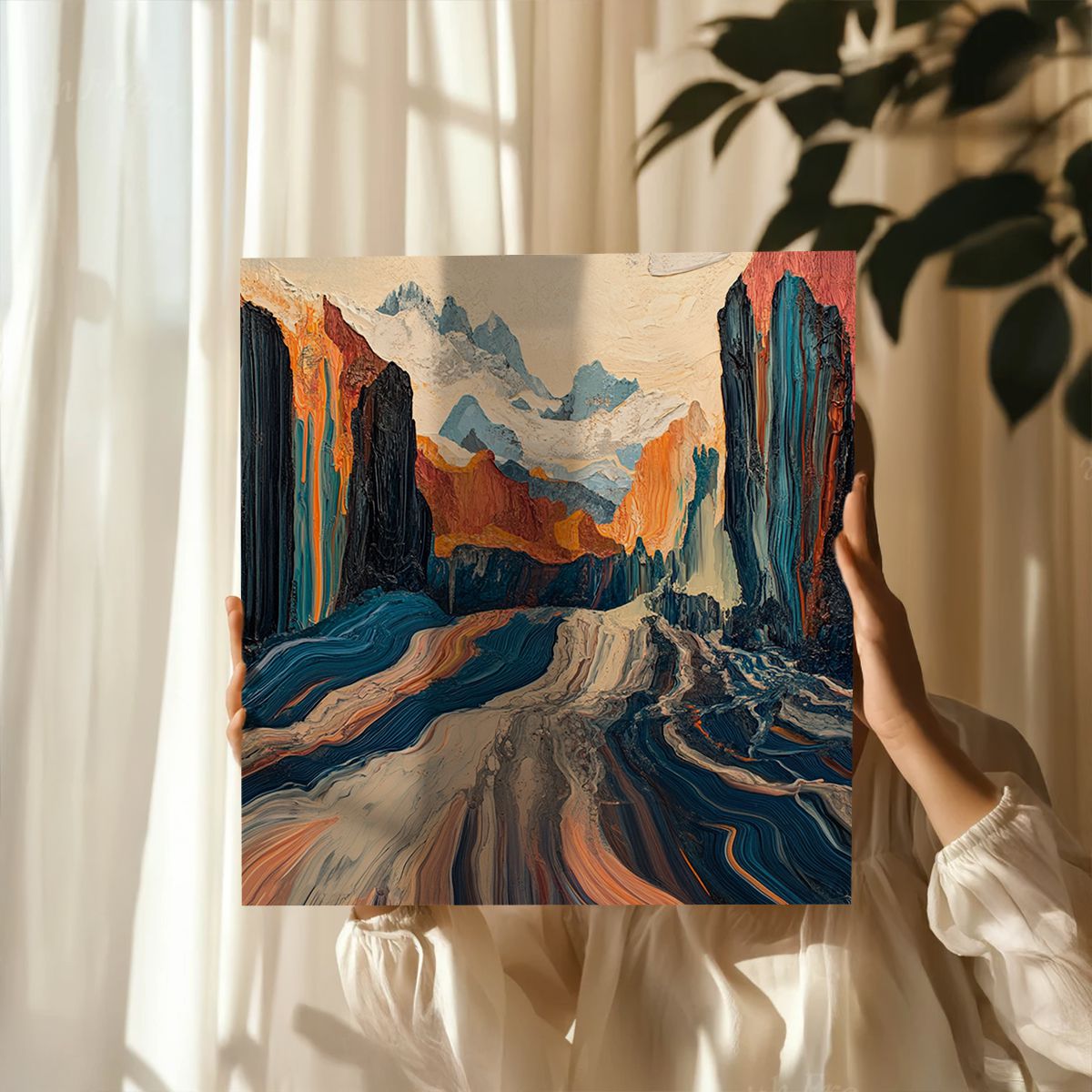 Fluid Horizons Abstract Canvas Wall Art for Living Room