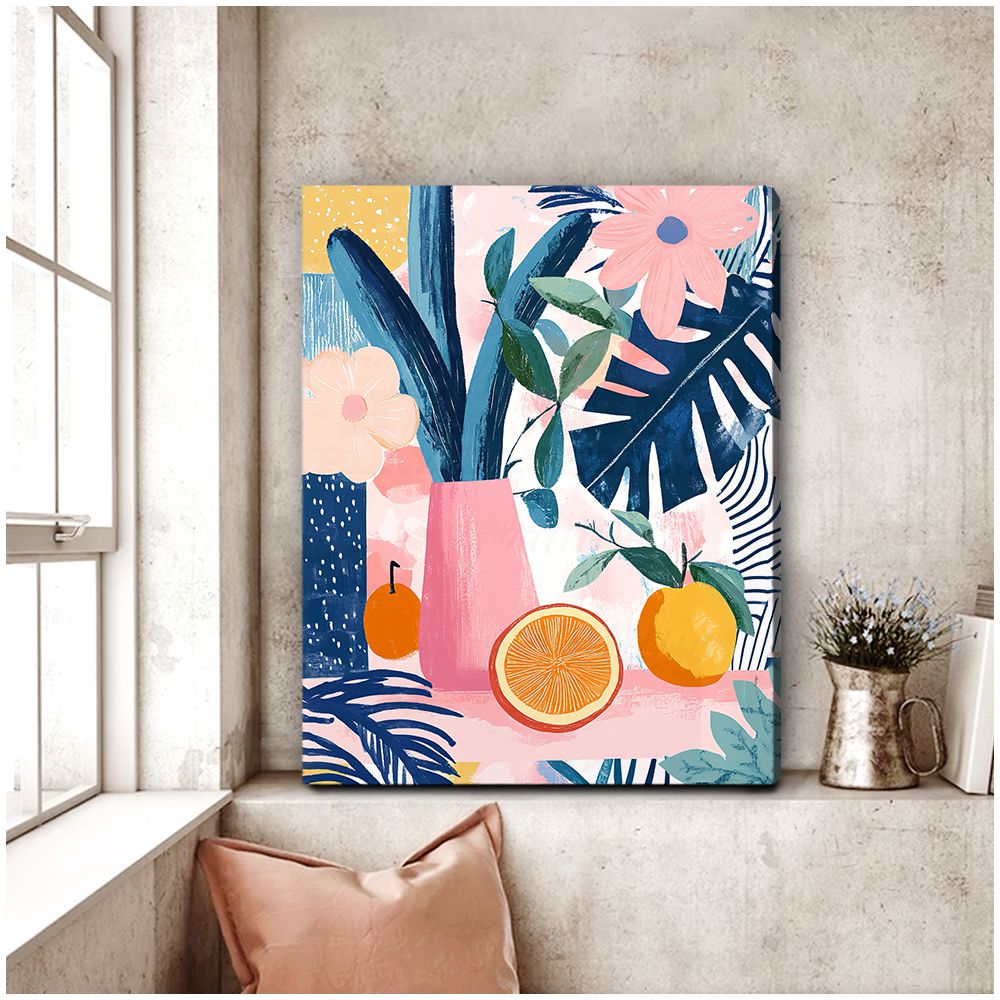 Vibrant Tropics Abstract Floral Canvas Print for Living Room