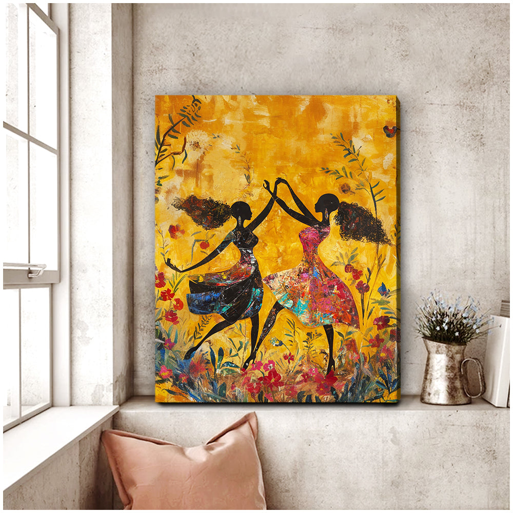Joyful Dance Vibrant Abstract Canvas Wall Art for Living Room