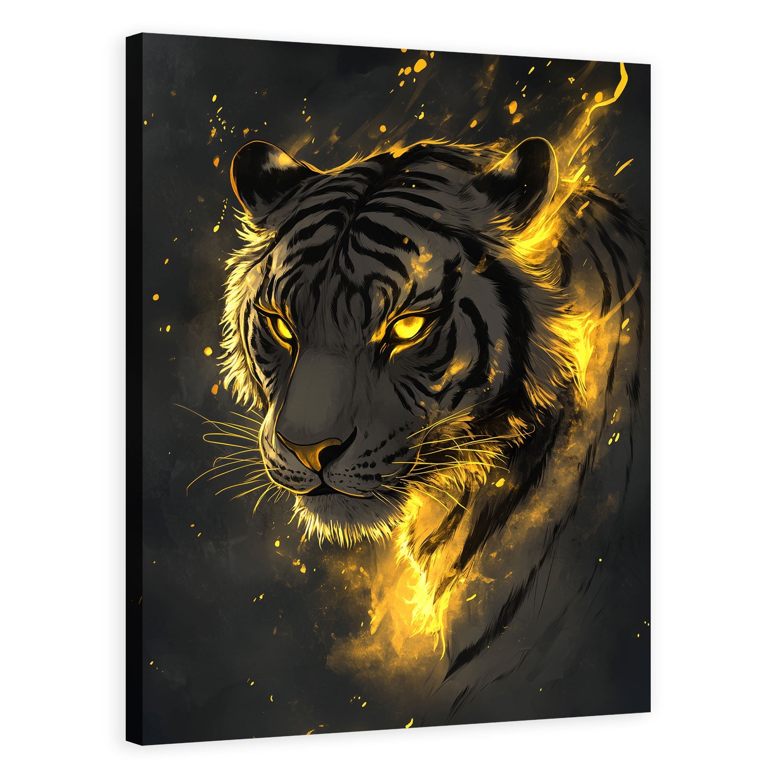 Minimalist Glowing Tiger Line Art Canvas Print