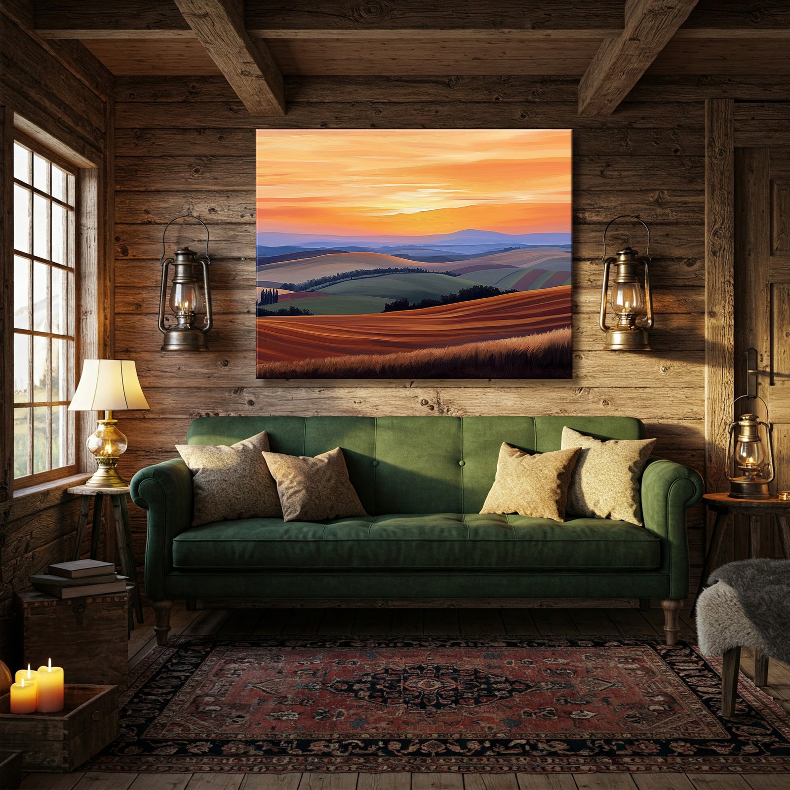 Fine Art Canvas of Rolling Hills and Golden Fields