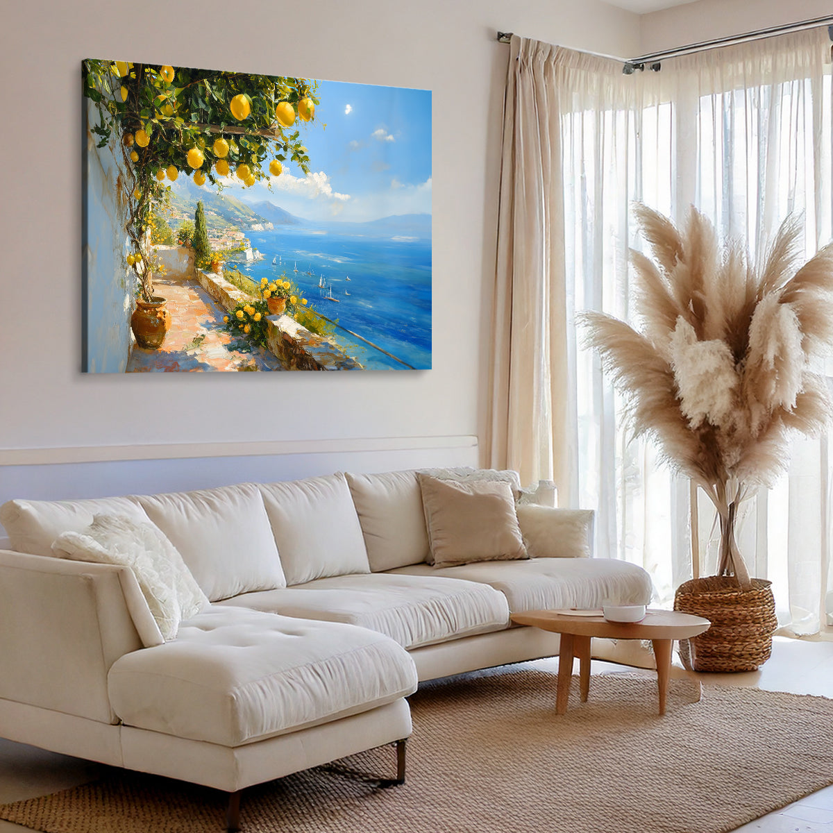 Mediterranean Lemon Terrace Oil Painting Canvas Wall Art