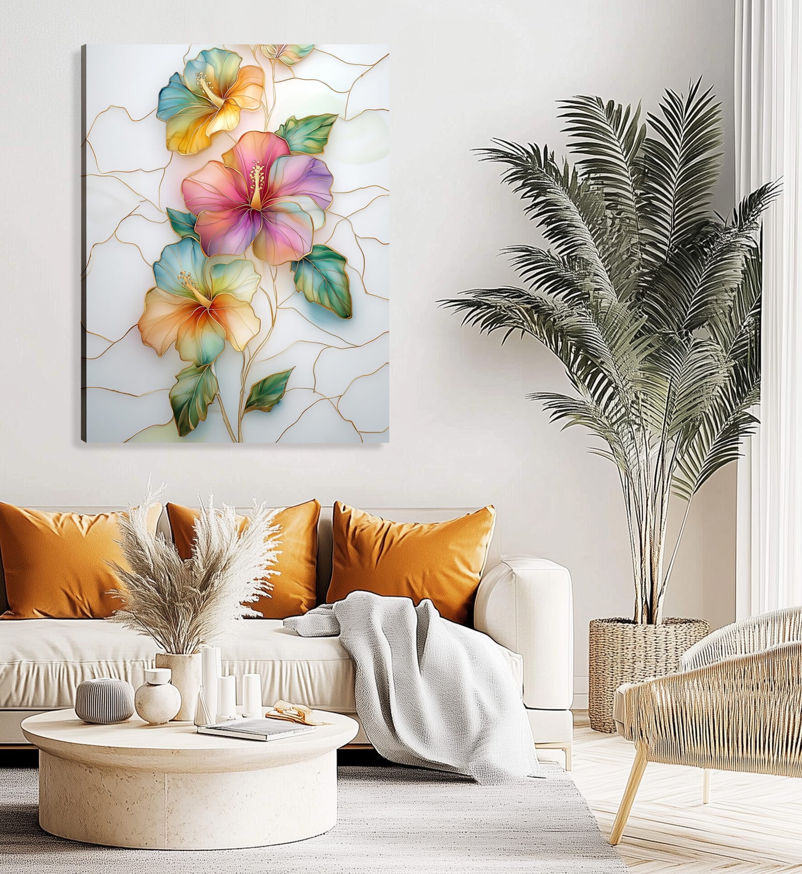 Minimalist Floral Abstract Canvas Wall Art Print