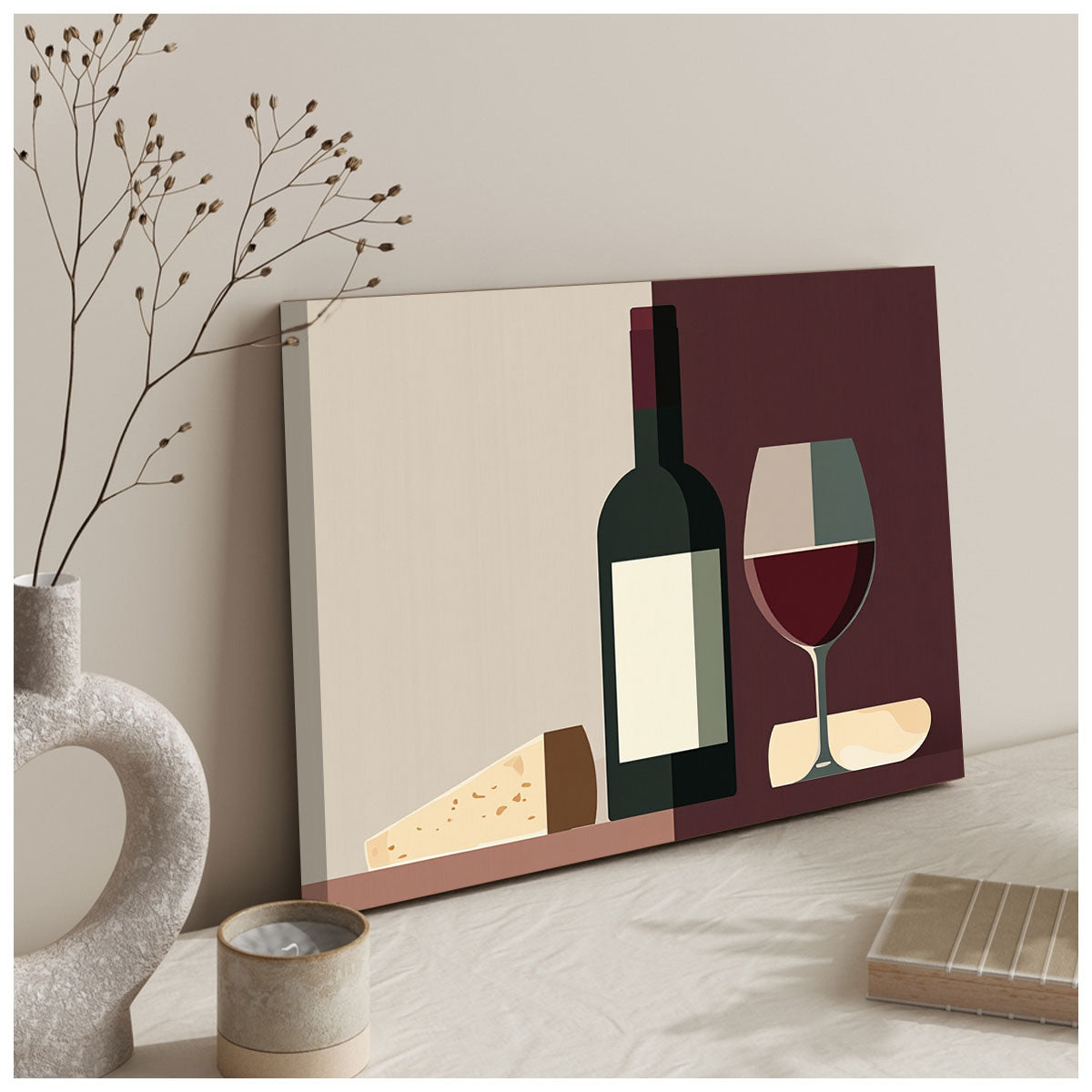 Minimalist Wine Bottle Canvas Wall Art