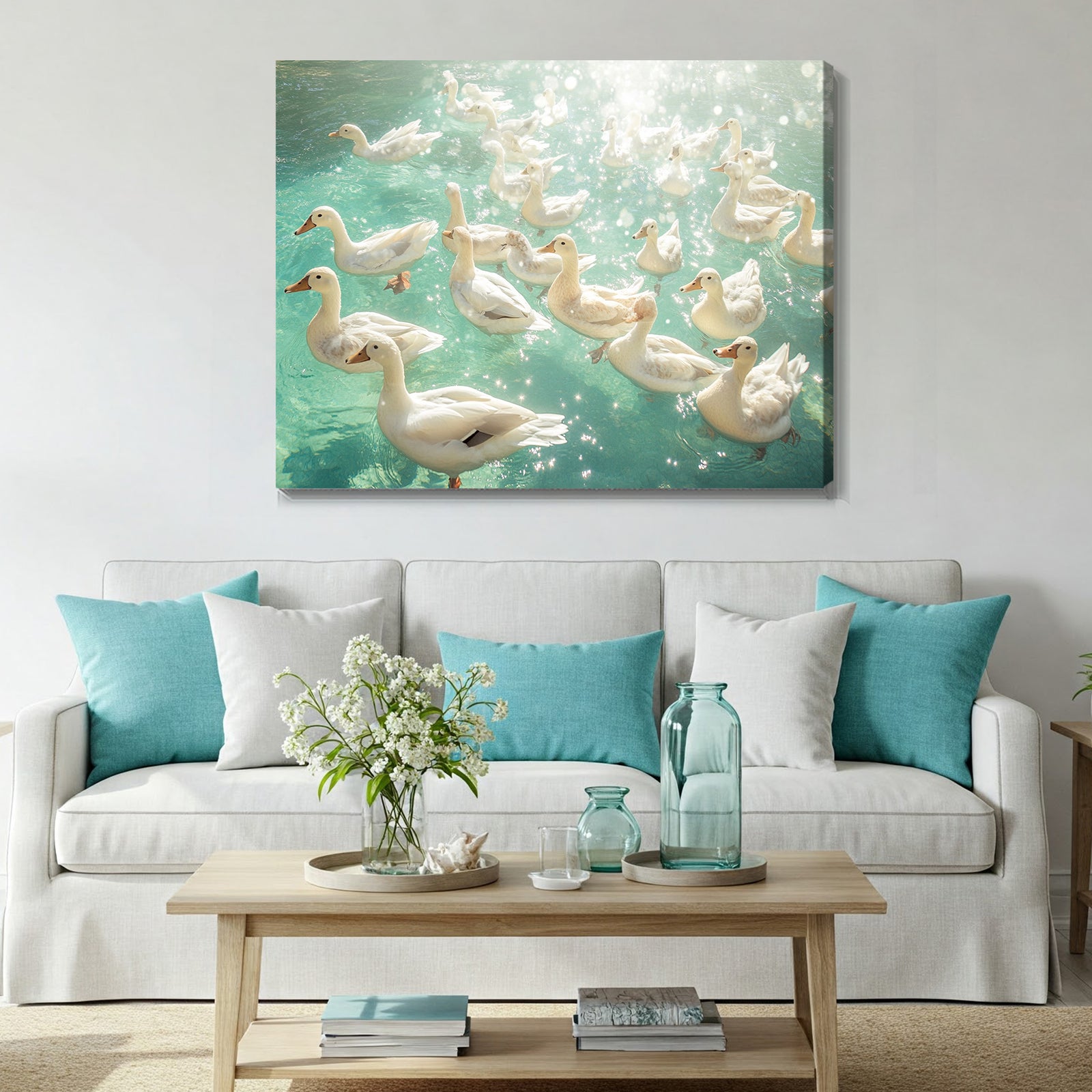 Ducks Swimming Modern Wall Artwork