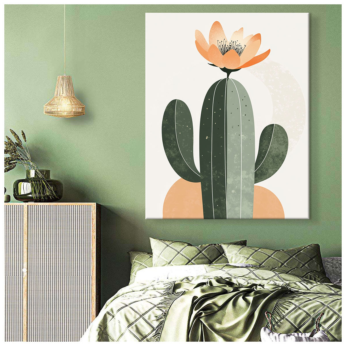 Minimalist Cactus Canvas Wall Art
