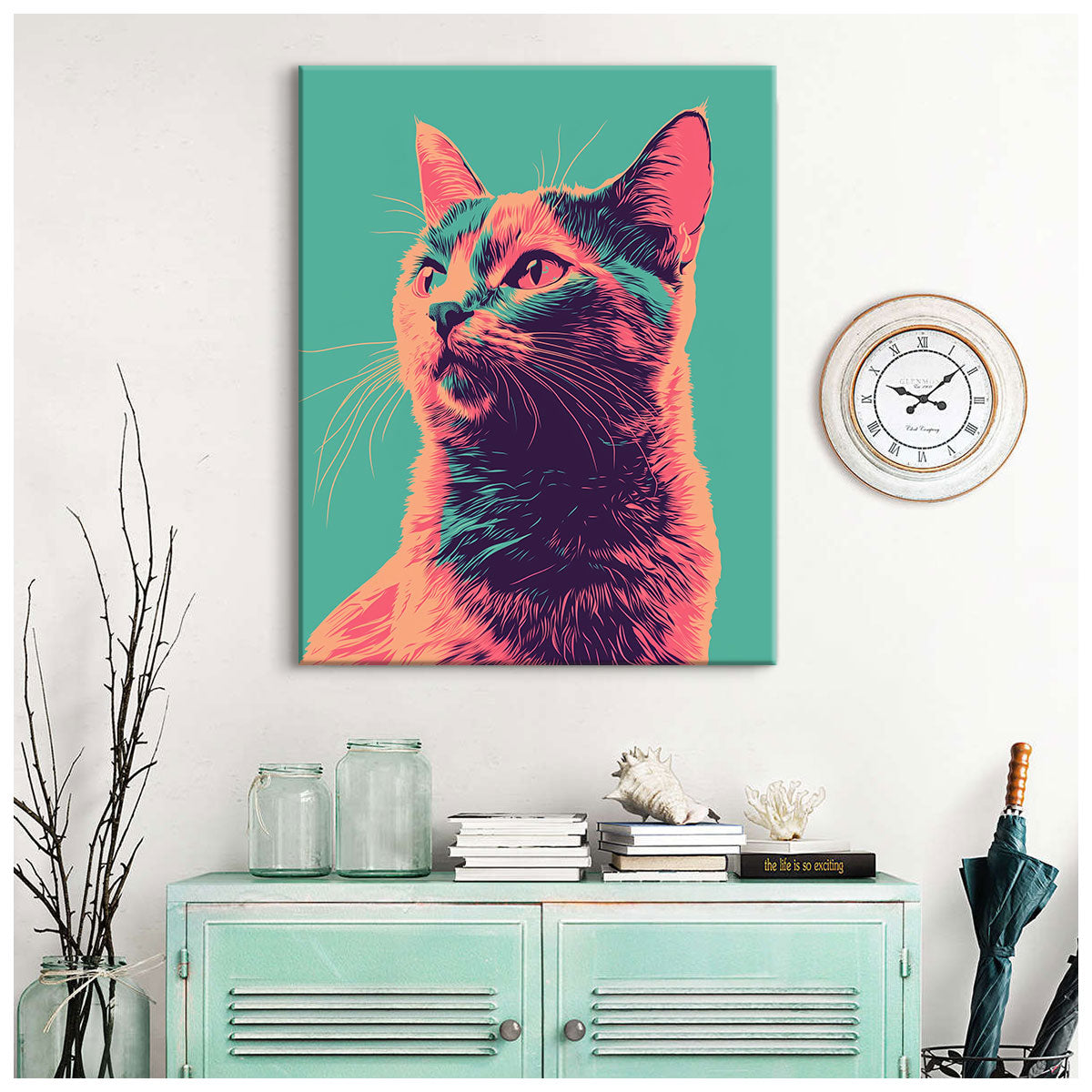 Vibrant Cat Modern Wall Artwork
