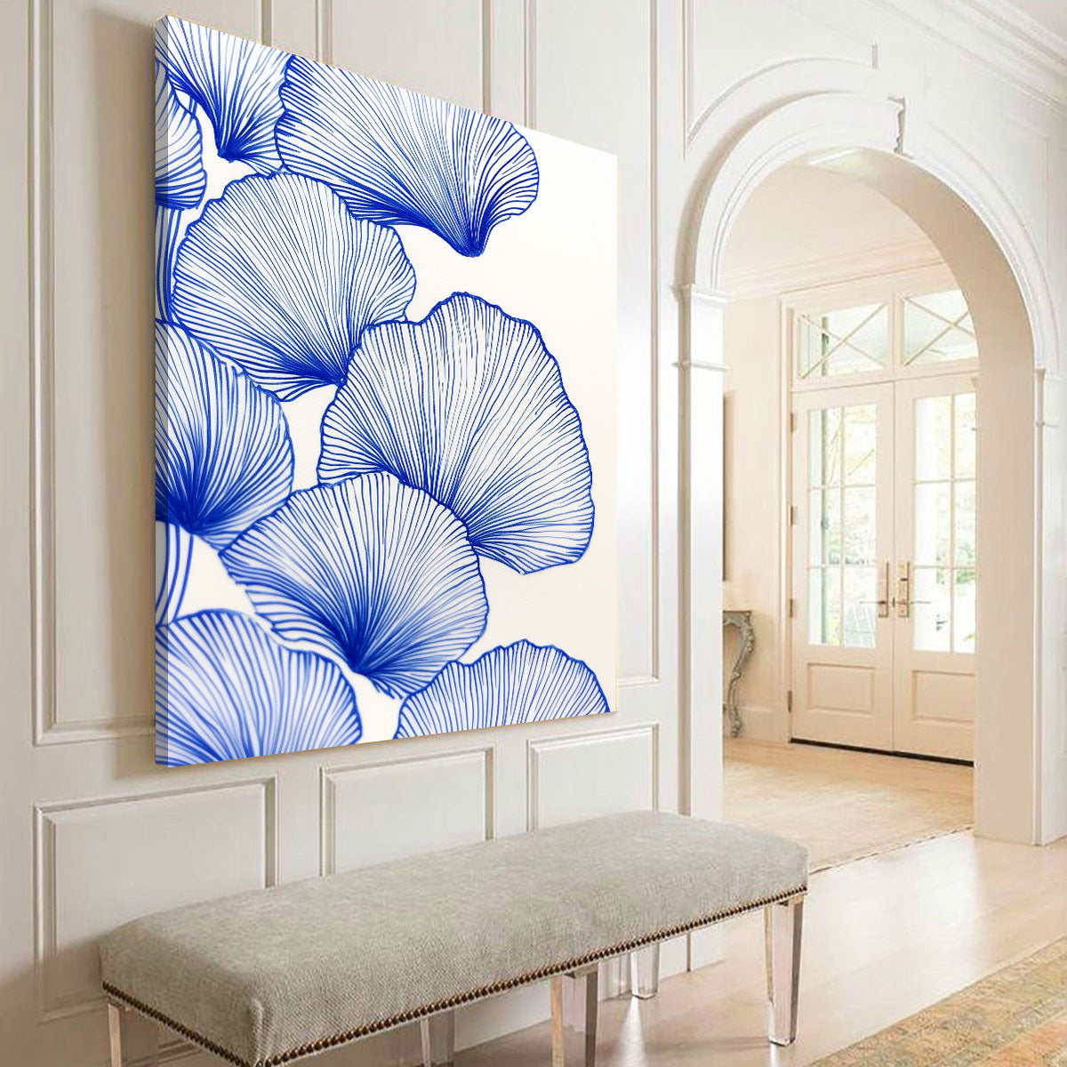 Blue Ginkgo Harmony Print Abstract Art