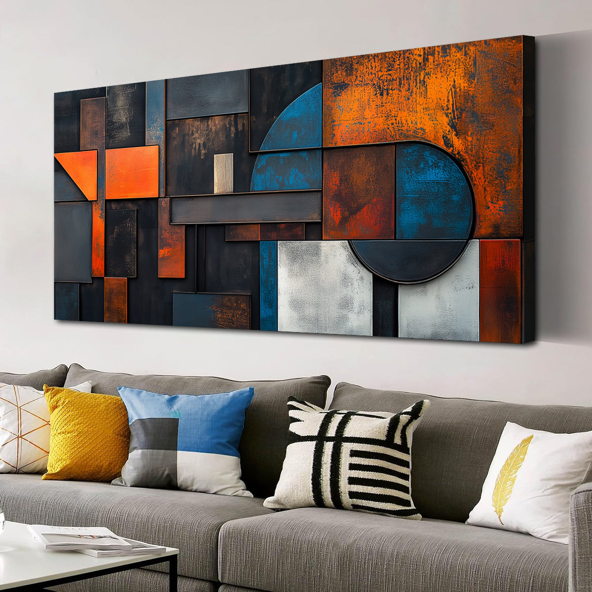 Vibrant Textured Abstract Canvas Wall Art for Living Room