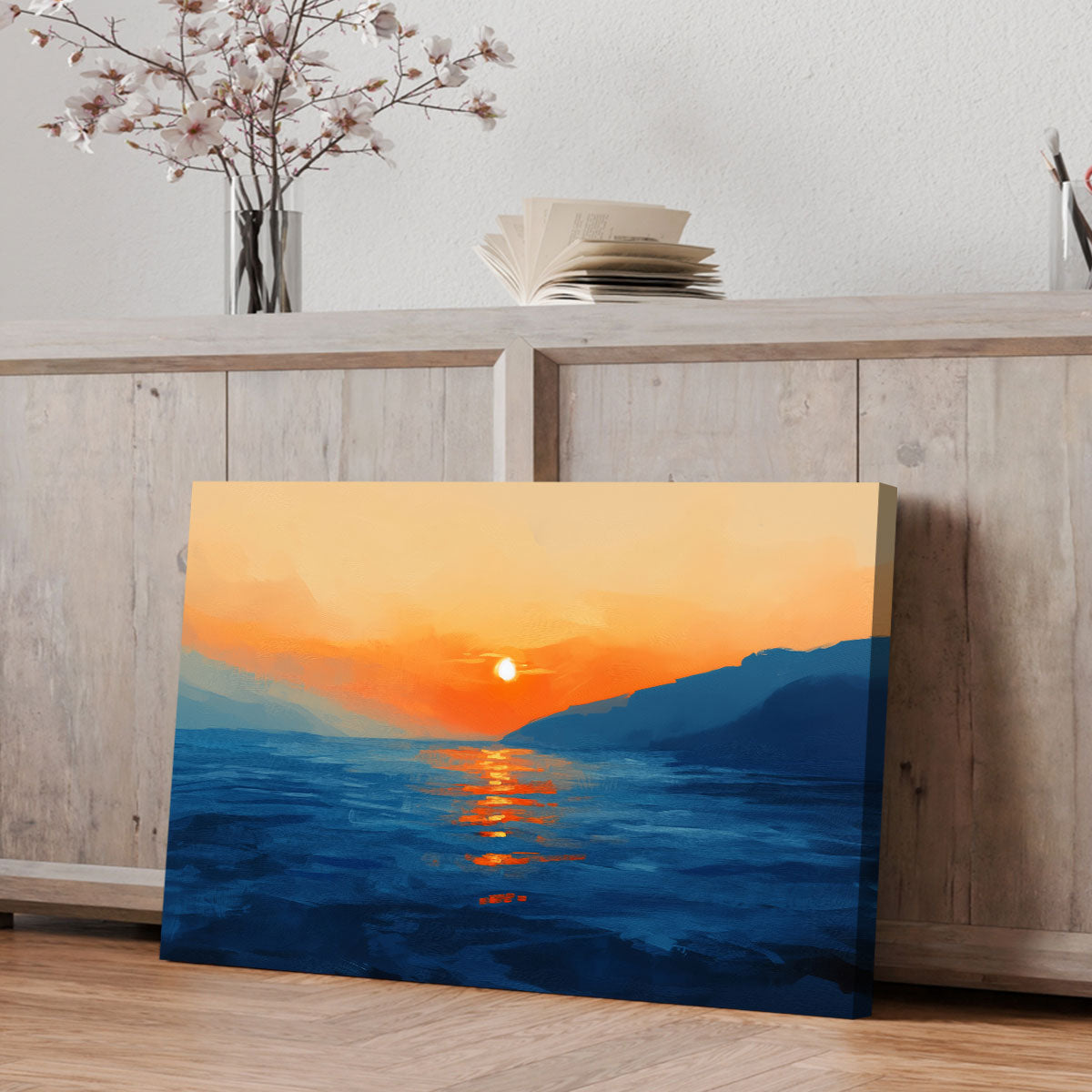 Twilight Nature Artwork Setting Sun Beach Wall Art