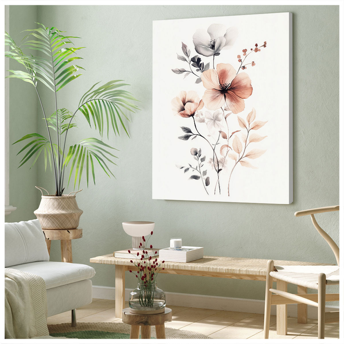 Botanical Watercolor - Minimalist Canvas Wall Art