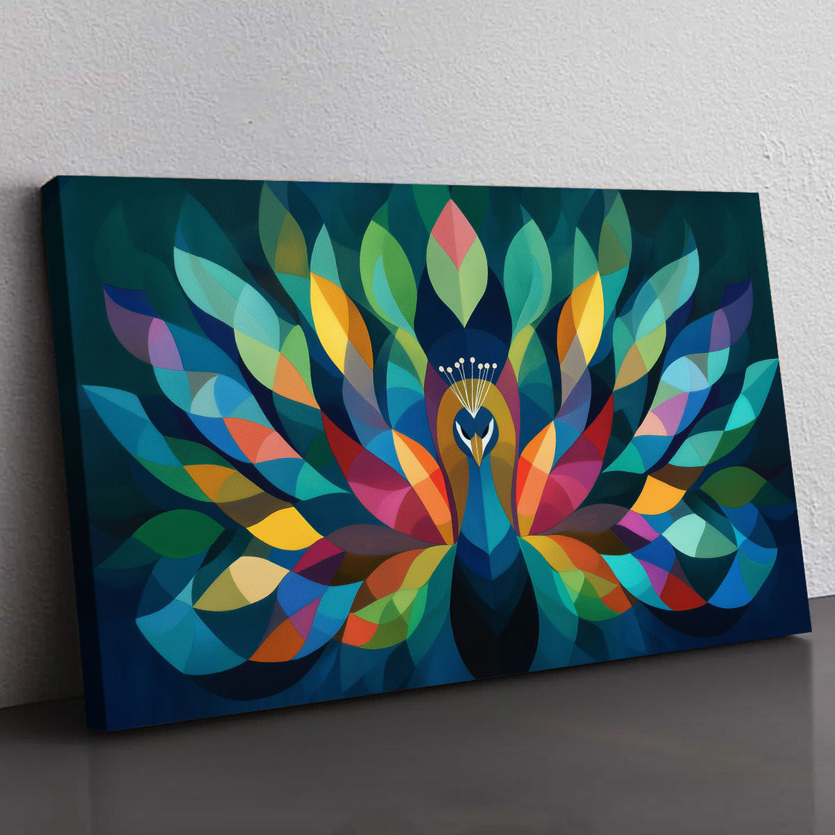 Geometric Art Peacock Abstract Canvas Print