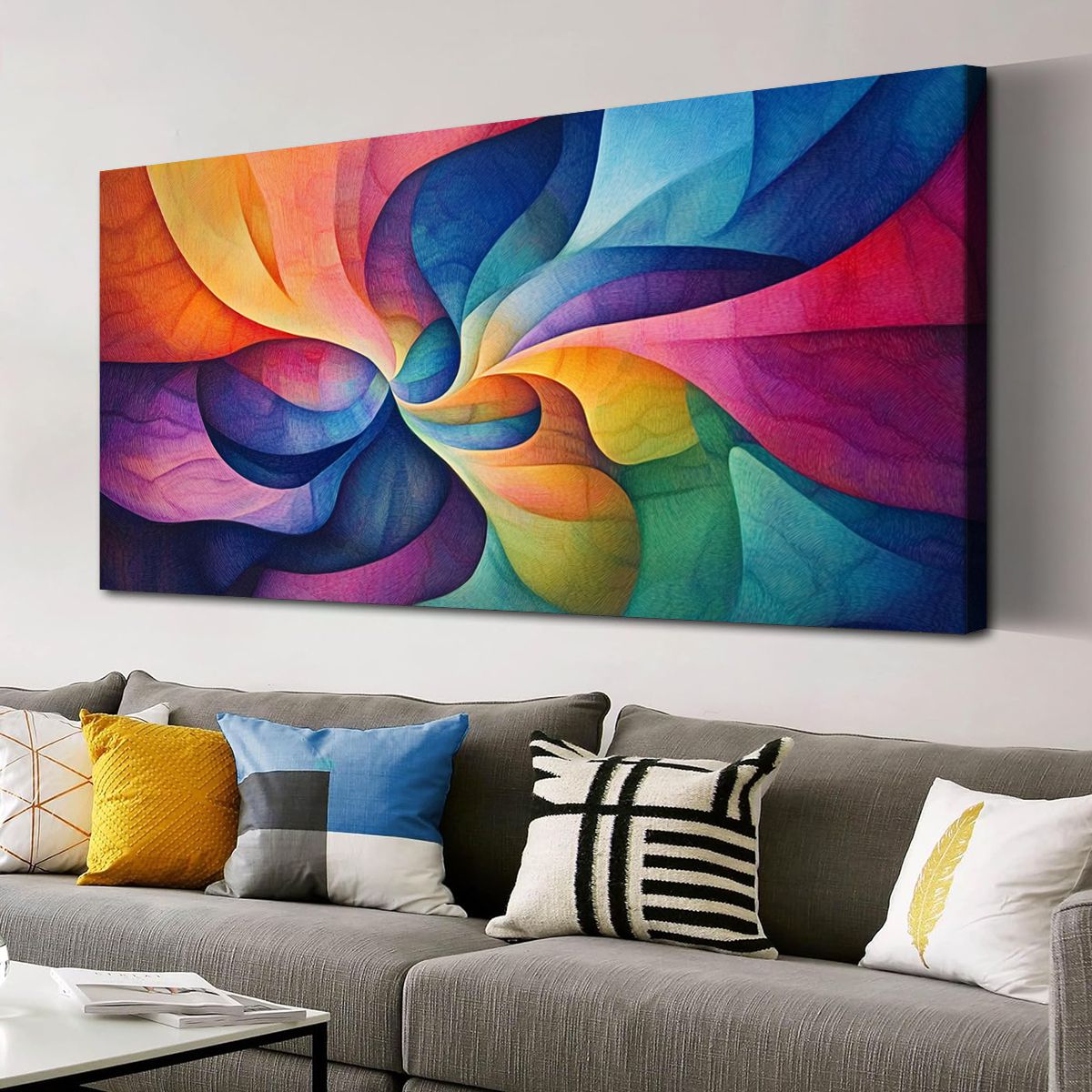 Vibrant Swirl Abstract Canvas Wall Art for Living Room