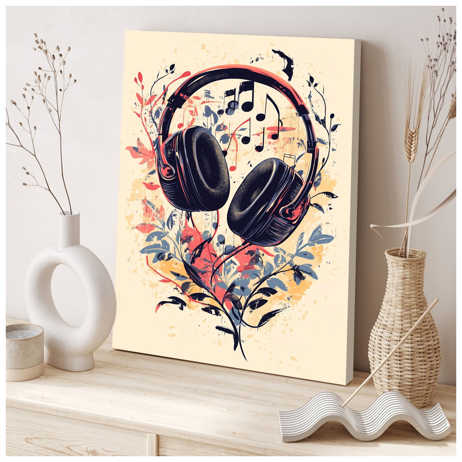 Music Headphones - Modern Minimal Canvas Wall Art