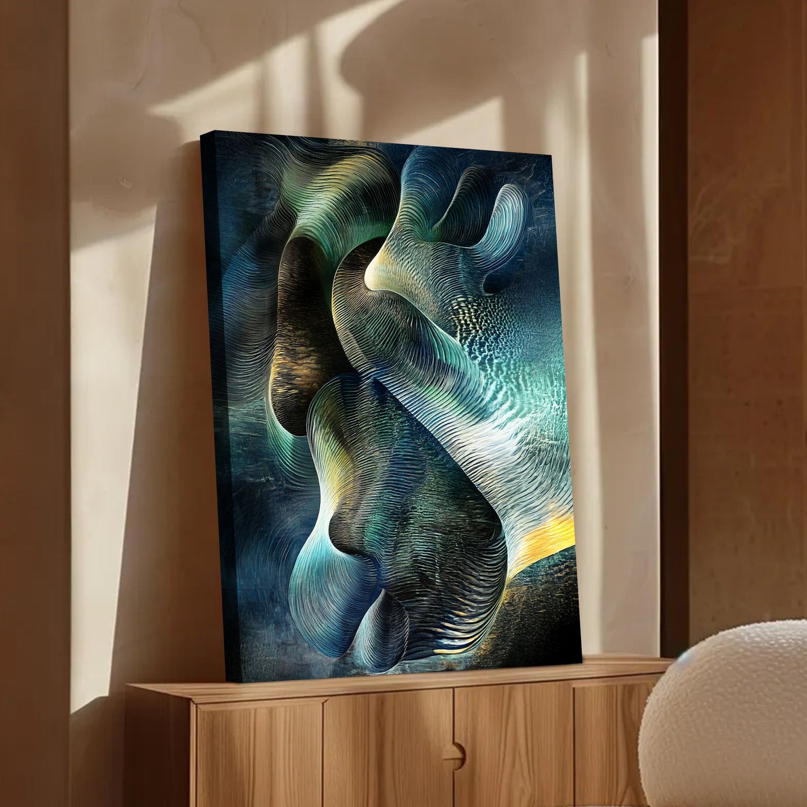 Fluid Motion Contemporary Abstract Canvas Wall Art for Living Room