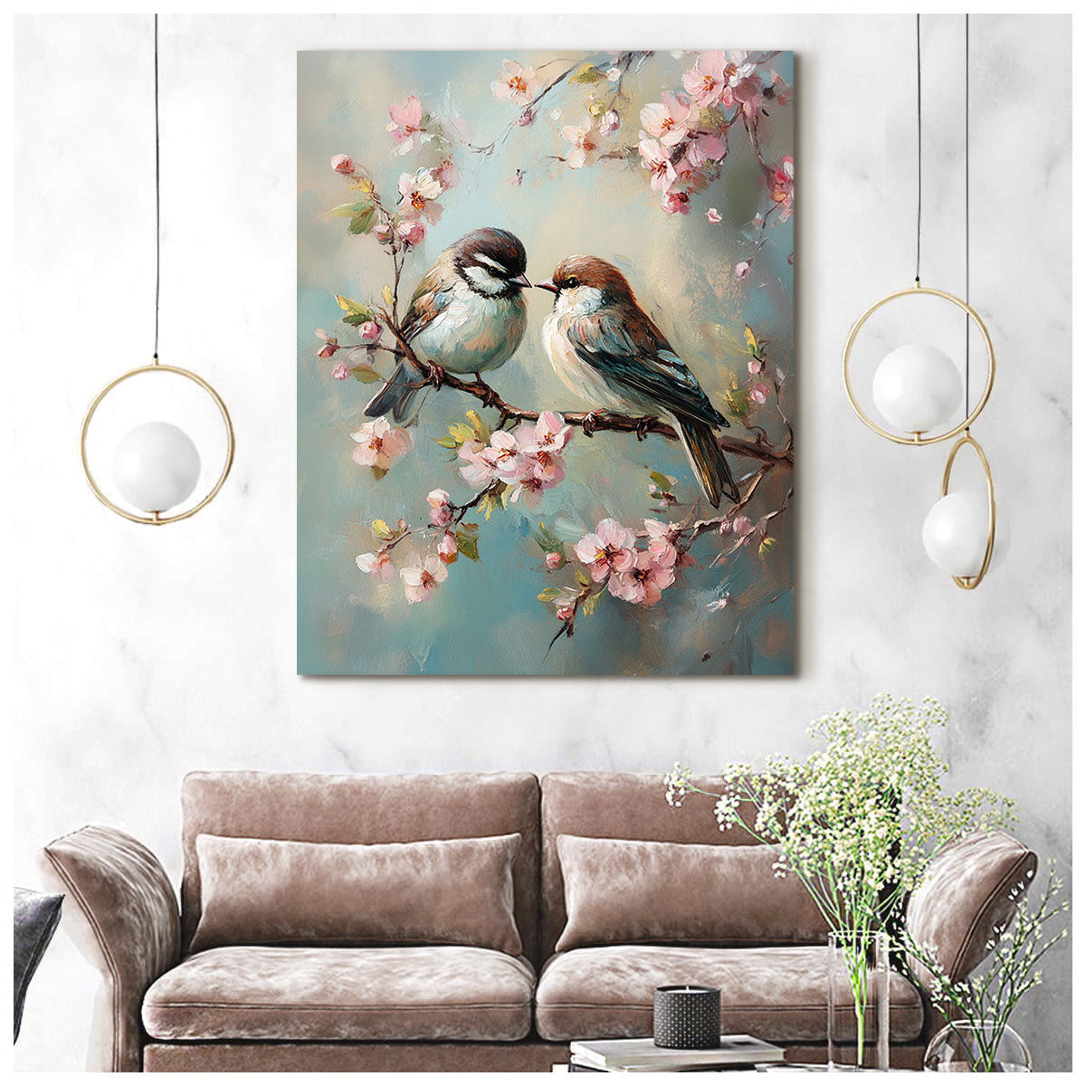 Resting Birds - Vintage Oil Painting Canvas Print