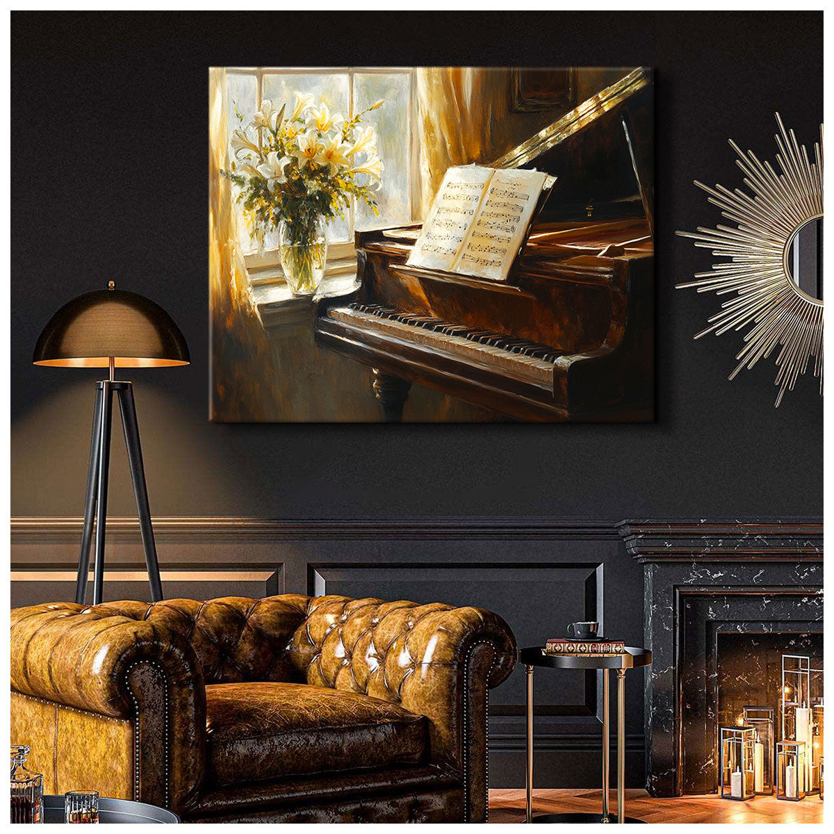 Classic Piano Oil Painting - Musical Canvas Wall Art