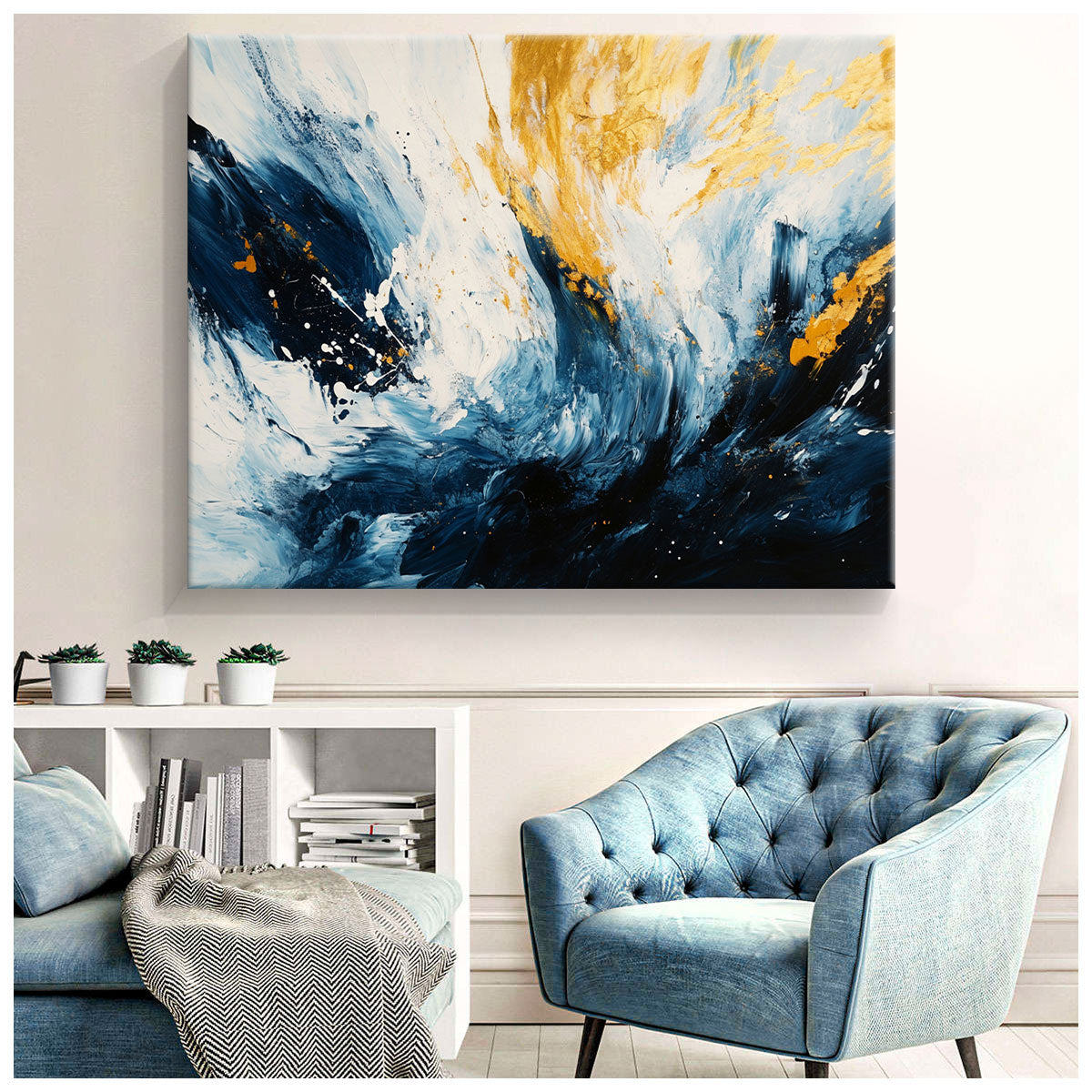 Dynamic Abstract Brushstrokes Modern Canvas Wall Ar