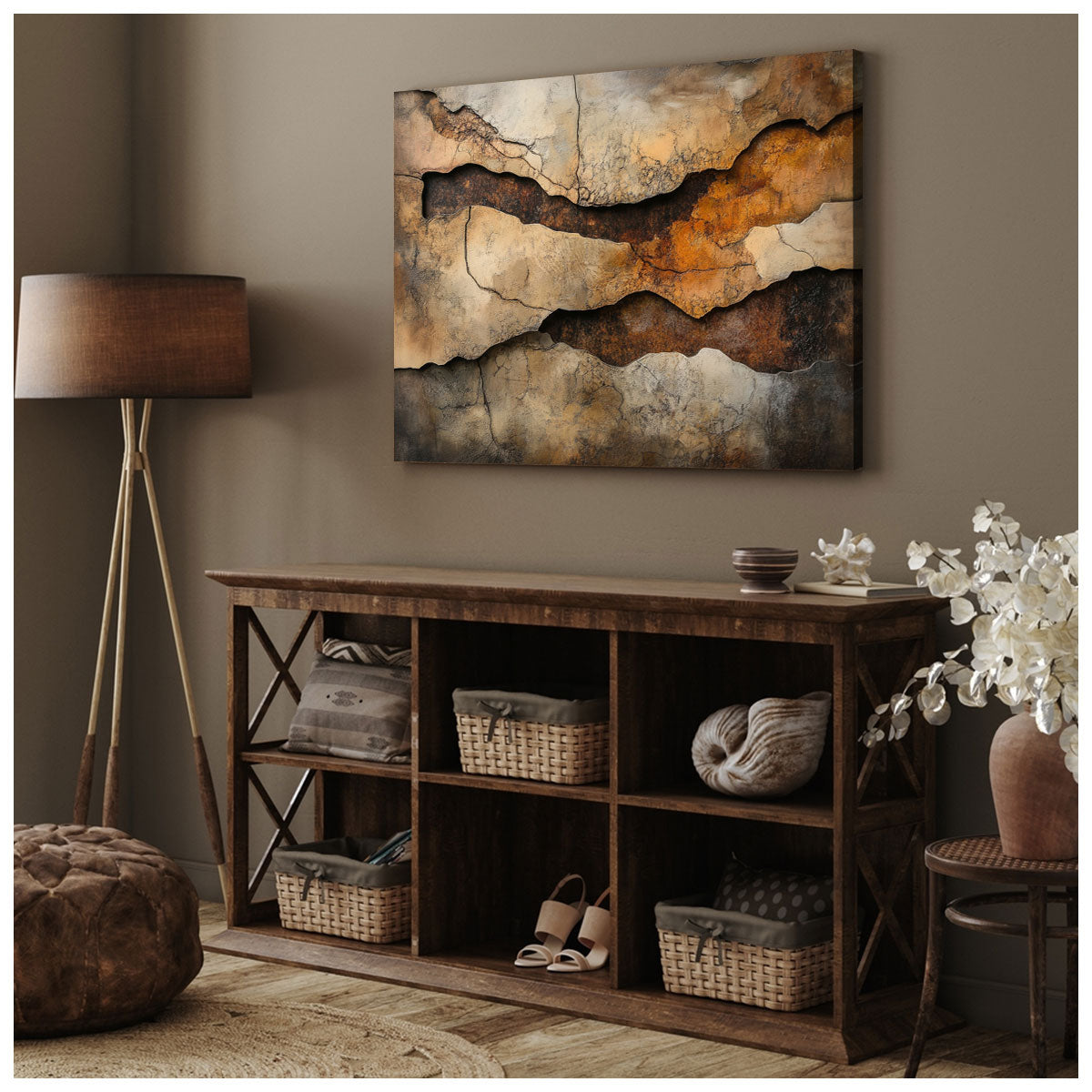 Layered Abstract Canvas Wall Art – Textured Minimalist Painting