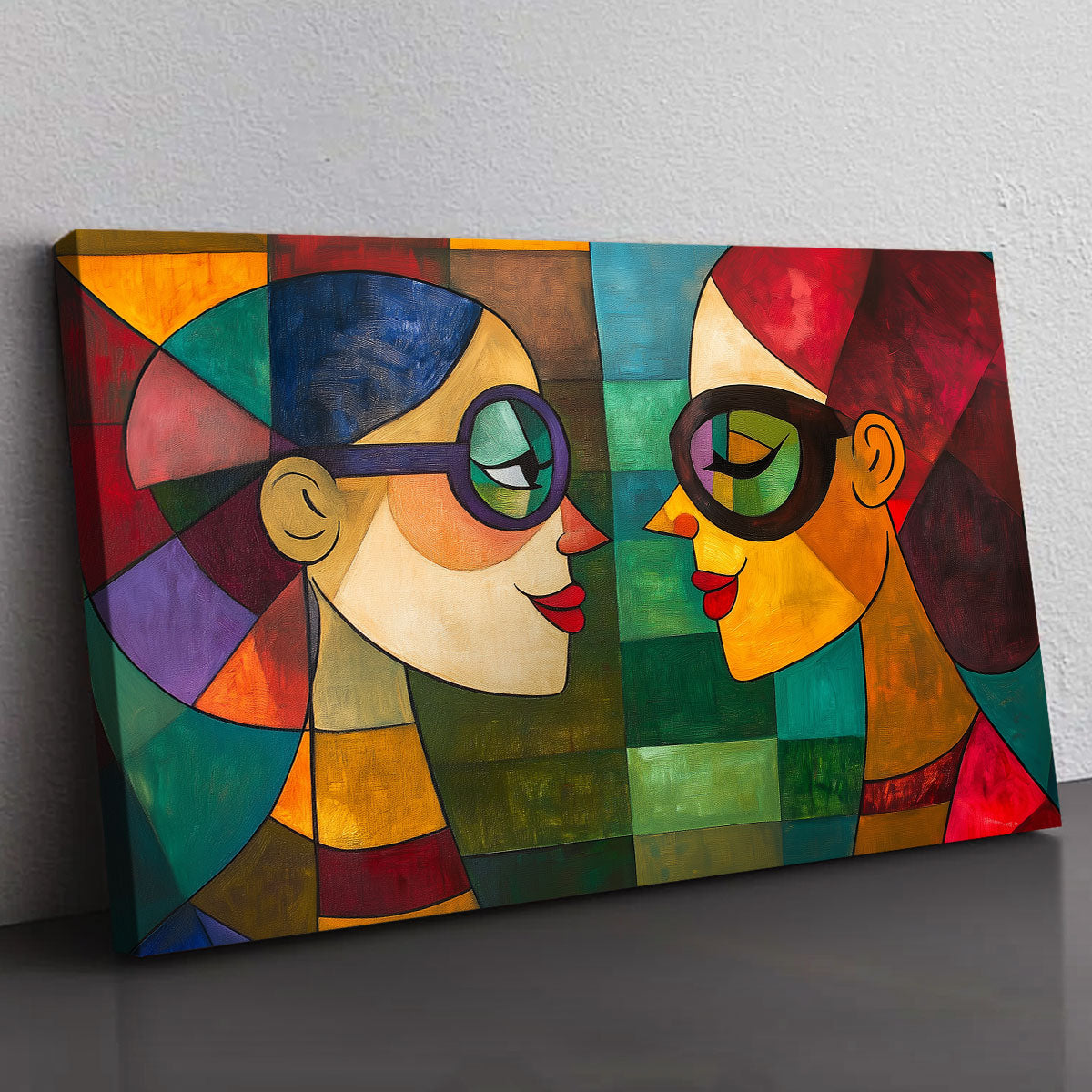 Mirror Talk Geometric Art Portrait Canvas Print