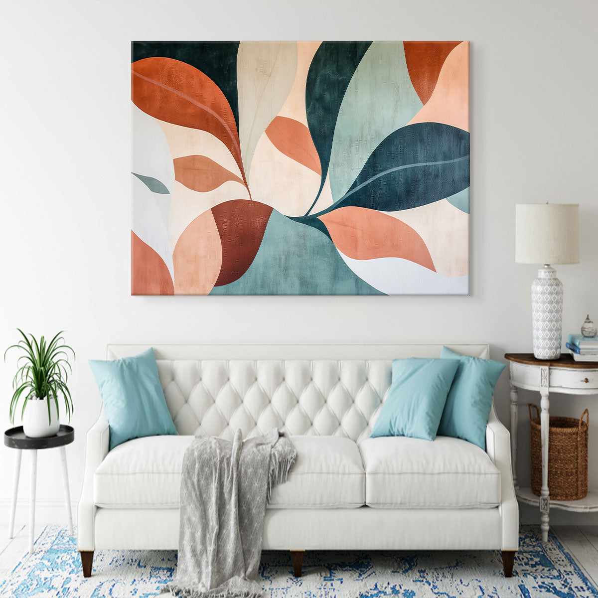 Abstract Terracotta Botanical Shapes Boho Canvas Wall Art