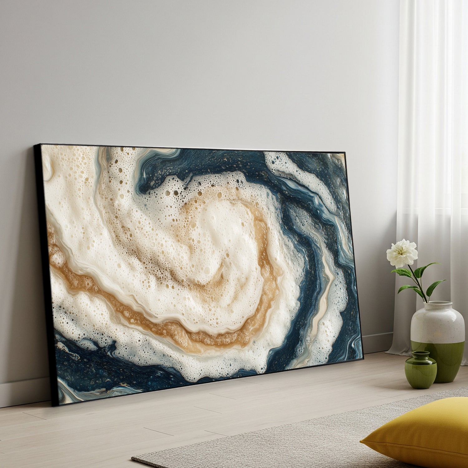 Abstract Seafoam Swirl Acrylic Canvas Wall Art Print