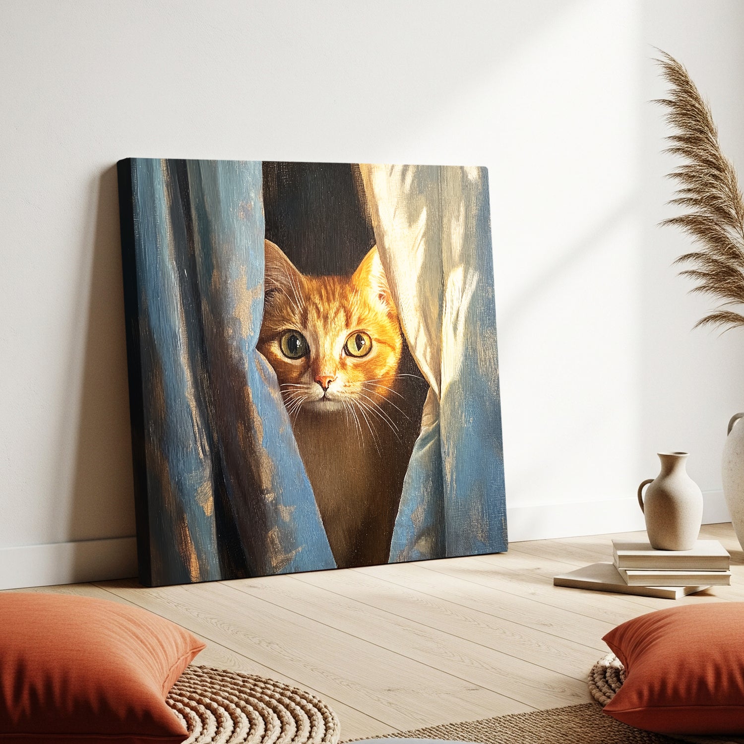Cat at Window - Fine Art Oil Style Canvas Wall Art