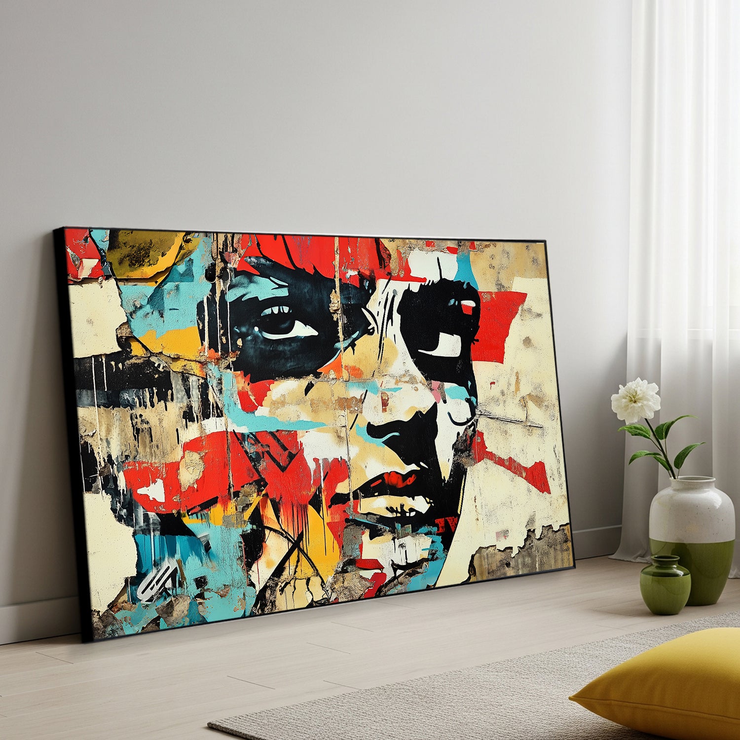 Urban Street Art Canvas With Bold Graffiti Layers