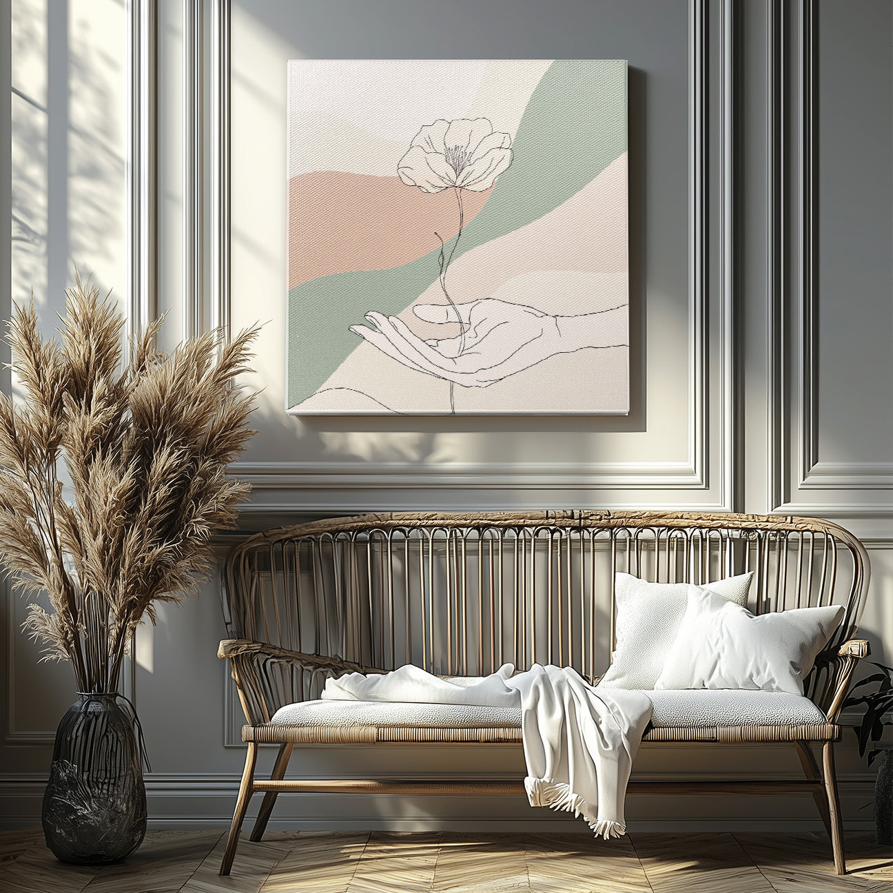 Gentle Touch Minimalist Line Art Canvas Print