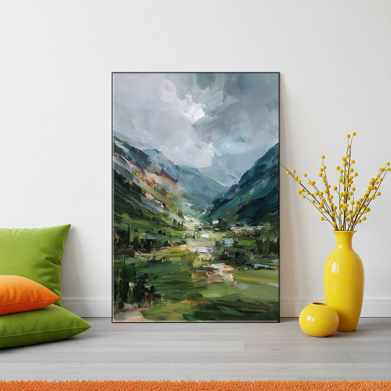 Misty Valley Escape Oil Painted Nature Artwork