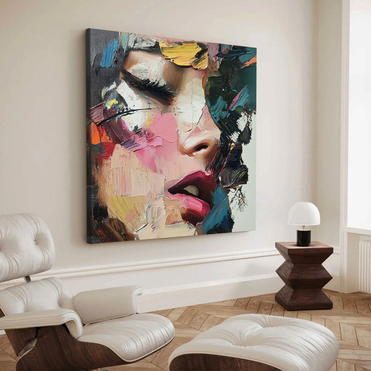 Abstract Textured Woman Portrait Canvas Wall Art