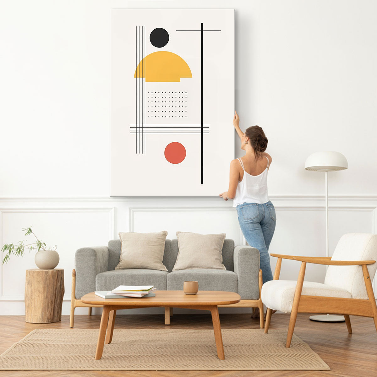 Bauhaus Inspired Geometric Art Canvas