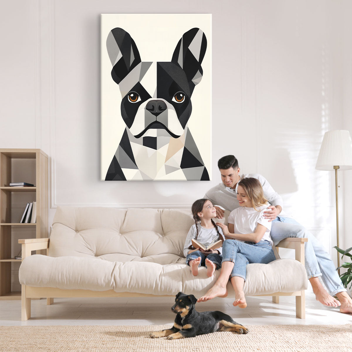 Geometric Art Bulldog Animal Wall Art Decor